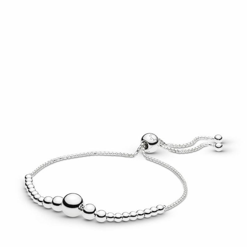 Pandora String Of Beads Sliding Bracelet - Sterling Silver/Silicone - Canada | BK8433WY